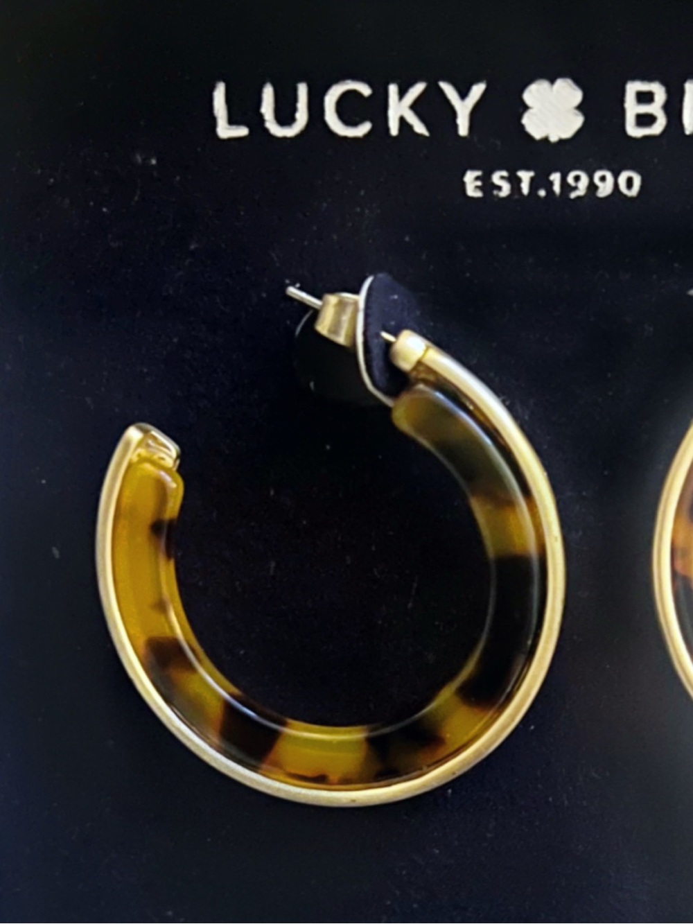 Lucky Brand Tortoise-Gold Tone 1.5” Hoop Earrings - Picture 2 of 6